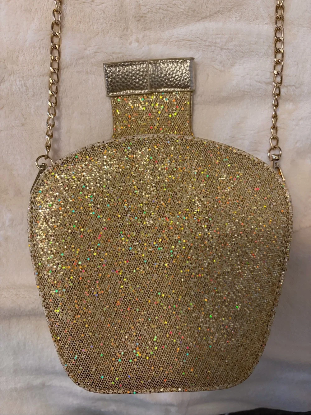 Glitter Tequila Bottle Crossbody Bag - Gold & Pink